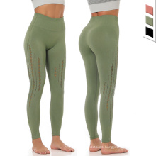 Leggings de gimnasio sin costura Spandex Wearut Wear 4 vías Pantalones de yoga estirados Ropa de malla Mujeres Leggings de cintura alta